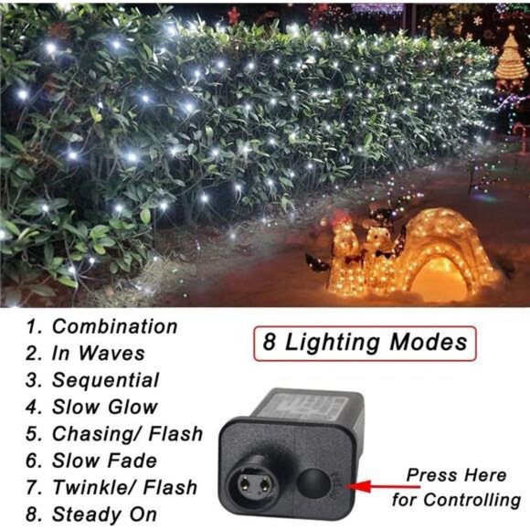 Cool White Net Lights, 360 LED Outdoor Christmas Net Lights, 21x5 ft Mesh Lights - Picture 2 of 7